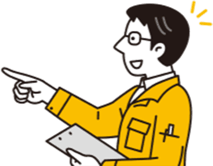 資料を指さす担当者のイラスト