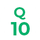 円形のバッジにQ10と記されたアイコン